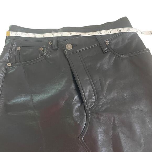 AGOLDE Black Criss Cross Recycled Leather Mini Skirt in Detox - Size 25/XS - Picture 10 of 16